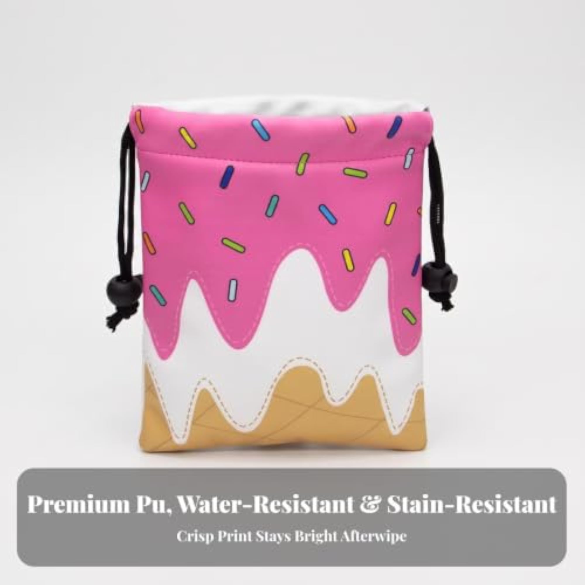 Compact Drawstring Pouch, Ice-Cream Drip Pattern