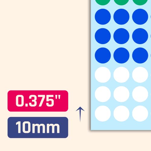 Image of 3000 Pieces, 10 mm Coloured Stickers Labels - 5 Colours