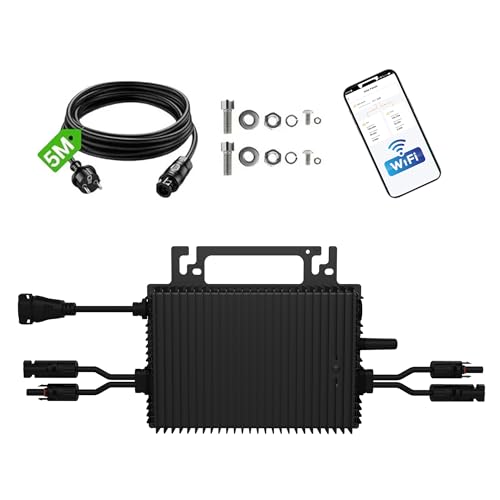 Cosmoxstar 1200W Micro Inverter 2 MPPT Grid Tie Solar Inverter WiFi App Control IP67 Waterproof 16.4ft AC Cable Plug and Play Solar Kit for Balcony Solar System