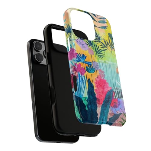 Coque iPhone 16 Pro Max jardin tropical brillant protection multicolore