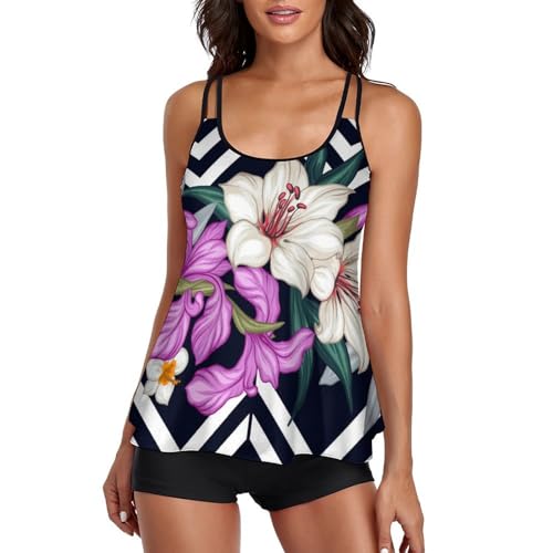 Maillot de bain tankini femme masquant le ventre avec short et robe de plage