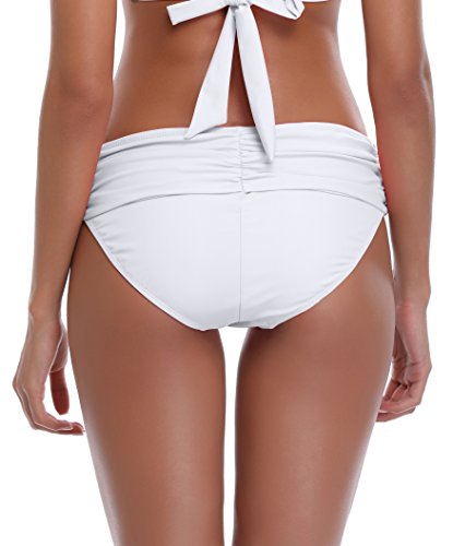 image for SHEKINI Women's Swimsuit Hipster Bikini Bottoms Full Coverage Ruched H