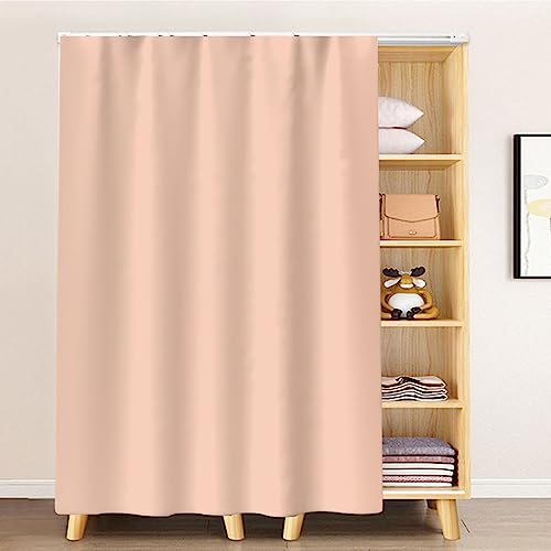 TOTITION Cortinas de armario, cortinas de puerta a prueba de polvo tipo riel, cortinas de estantería, sin cortina de polvo de puerta de armario, cortina de polvo opaca Simple-Light pink W 100H 180cm