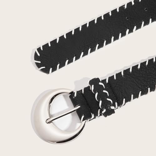 Women Casual Pin-Buckle Belt for Jeans Alloy Pu Leather Belts for 27-32" Waist Girls Ladies3