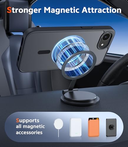 Image of FNTCASE for iPhone 17e & iPhone 16e Case Matte: Magnetic Phone Cases with Screen Protector Drop Proof Compatible with Magsafe Slim Anti Yellowing Protective Translucent Cell Phone Cover (C-Black)