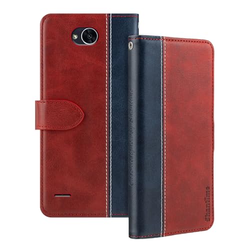 Shantime Leather Flip Case Compatible with LG X Power 2 Case with Card Holder RFID Blocking Magnetic Kickstand Slim Fit Business Protective Cover(Red)