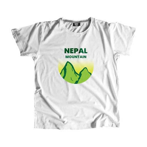T-shirt Nepal Mountain blanc unisexe en coton premium durable