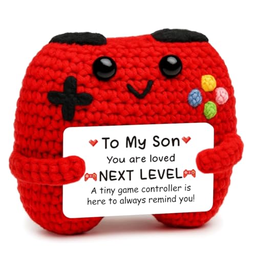 HUKUMA Gehäkelter Gamecontroller Pocket Hug Positive Gamecontroller Lustige Kleines Geburtstagsgeschenk Valentinsgeschenk für Gamer Zocker