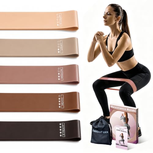 Fitnessbänder 5er Set Widerstandsbänder mit 5 Stufen Übungsbänder für Heim-Fitness Stretching Krafttraining Physiotherapie Pilates Yoga Elastische Workout-Bänder für Frauen (Kaffee)