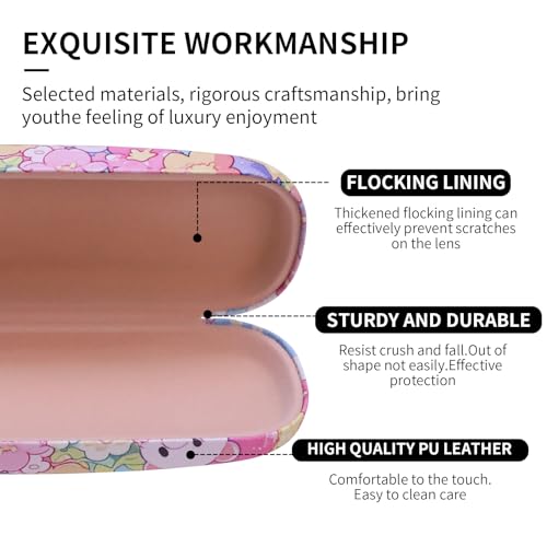 Image of PERFECTSIGHT Hard Shell Eyeglasses Case, PU Leather Protective Glasses Case, Cute Eyeglass Case for Women Men Girls