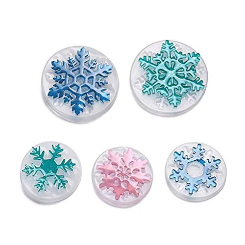 5Pcs Snowflake Silicone Resin Casting Molds Jewelry Pendants Making Molds ...