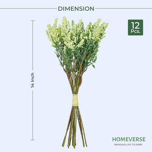 Image of Homeverse Fresh Lavender 12Pcs Lavender Fake Plant 14Inch Height Bouquet, Green Stems Bundled for Decorative Items for Diwali, Home, Room, Office, Bedroom, Anniversary, Deepawali (Yellow)