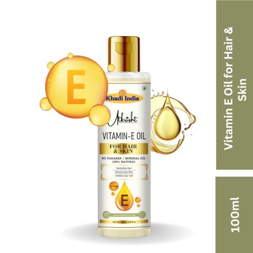 Image of Khadi Pure Vitamin E Oil For Skin & Hair 100ml | Ayurvedic Herbal Hair Oil for Healthy Skin | Non Sticky, Paraben & Mineral Oil Free | For All Types | Daily Use for Men & Women