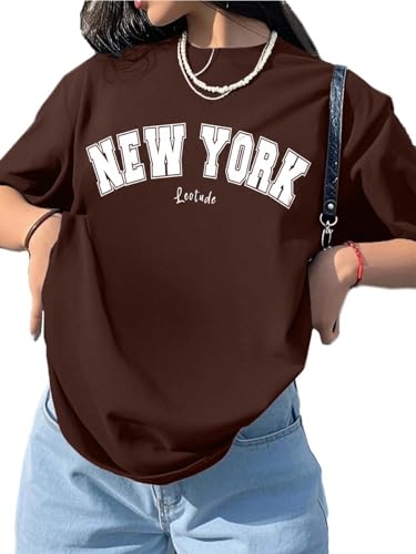 LEOTUDE Half Sleeve Cottonblend Oversized Tshirt for Women, Round...