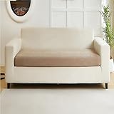 Yoovat Couch Cushion Covers for Sofa Couch Covers Wear-Resistant Universal Sofa Cover Washable Stretch for Sectional Slipcovers (Texture-Light Coffee,Large Double Seat Cover)