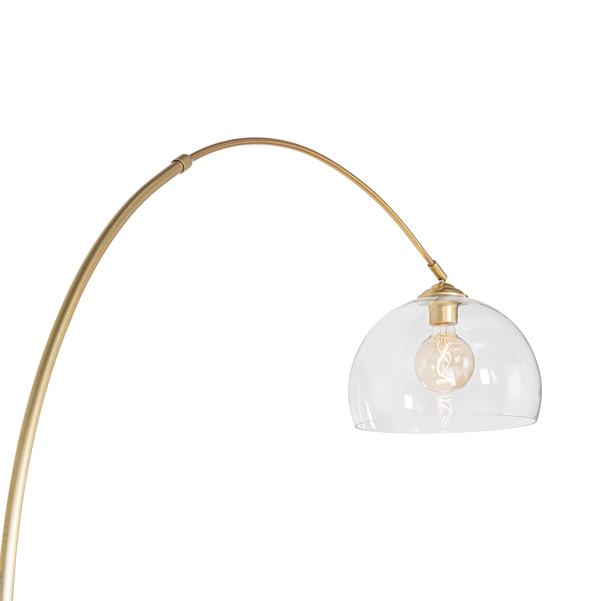 Qazqa arc - Lampada da terra con paralume Moderno - 1 luce - L 155 cm - Oro/Ottone - Moderno - Soggiorno I Camera da letto