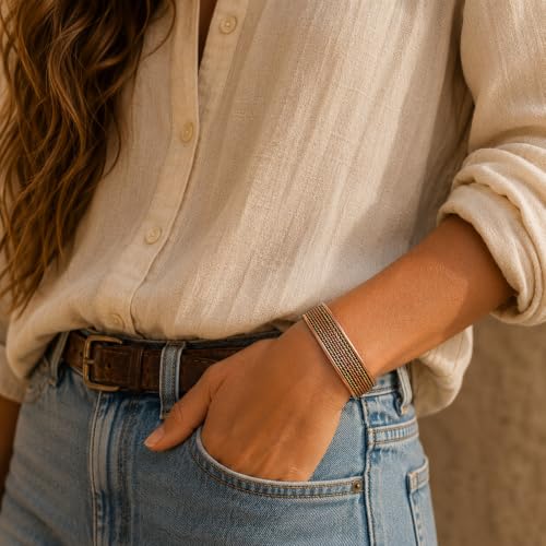Image of Touchstone Indian Three Metal Copper Brass Peace Healing Chakra Yoga Meditation Mantra Jewelry Bracelet for Women and Men.