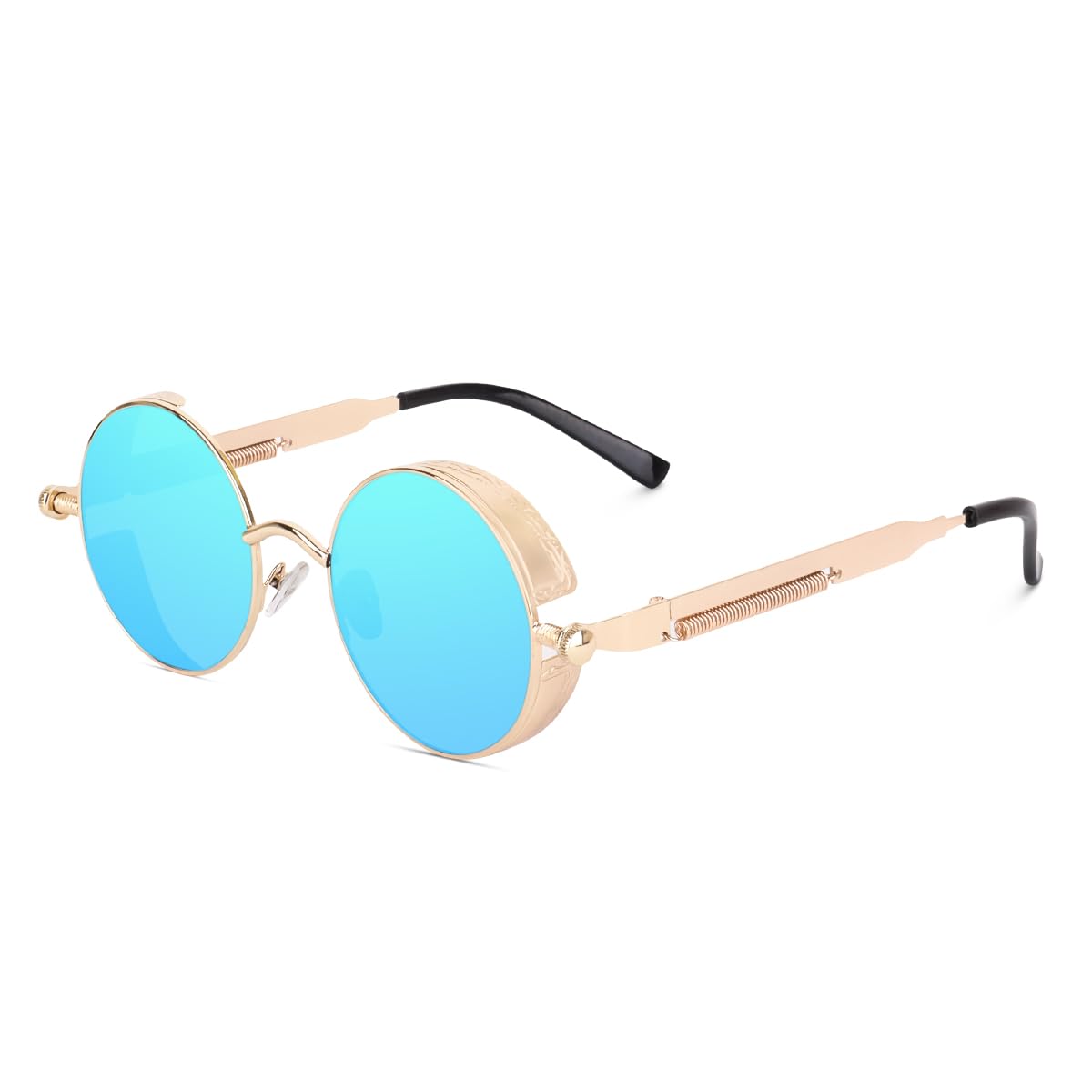 Tony Stark Steampunk Metal Round Sunglasses for Men & Women (golden, mercury) Pack of 1