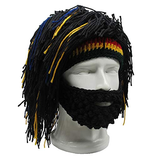 Image of Funny Rasta Wig Beard Hats Knitted Jamaican Rasta Beanie Hat with Dreadlocks Christmas Halloween for Men Women