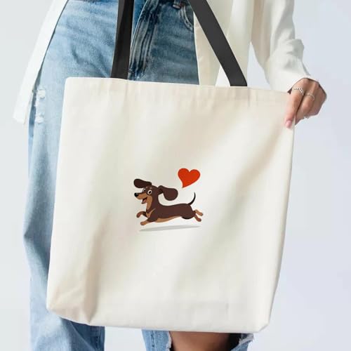 Snyvpra Dackel Geschenke, Damen-Tragetaschen aus Segeltuch, Jutebeutel Wiederverwendbare Einkaufstasche, Dackel Geschenke Für Tierliebhaber, Tragbar Kulturtasche Damen für Reise Alltagsleben