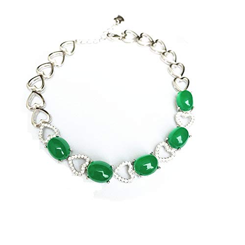 Bracelet calcédoine verte naturelle contre la grisaille en argent 925