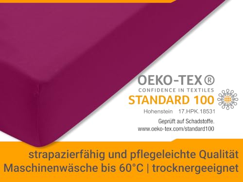 npluseins Jersey Spannbetttuch Baumwolle, 200x220 cm, Pink – Ansicht 6