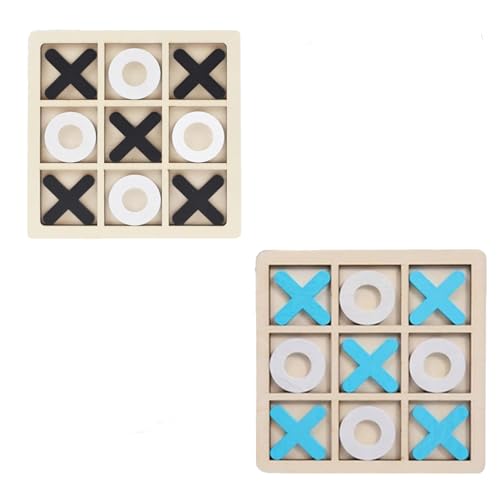 2 Packs Wooden Classic Board Games Set - Ludo Snakes and Ladders Tic Tac Toe (Noughts and Crosses) | Portable Travel Size Indoor Family Fun Night Gift Idea