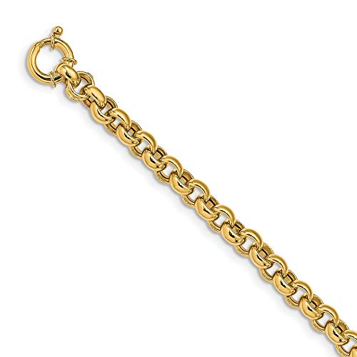 Solid 14k Yellow Gold Unique Rolo Link Bracelet 7.5 