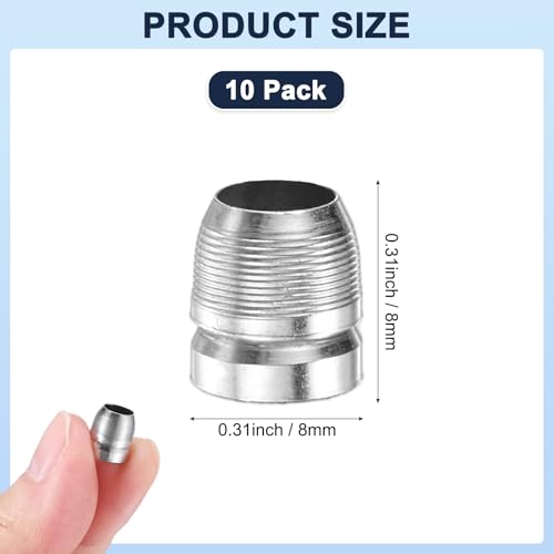 M METERXITY 10-Pack Safety Round Axe Handle Wedge, 8mm/0.32in Diameter Metal Hammer Handle Wedges for Reinforced Axe/Claw Hammer/Sledge/Wood [Silver Tone] - Thumbnail 3