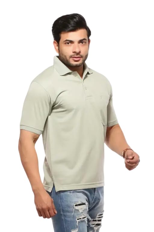Image of Men's Cotton Blend Half Sleeve Solid Regular Fit Solid Comfortable Stylish Polo Tshirt 12