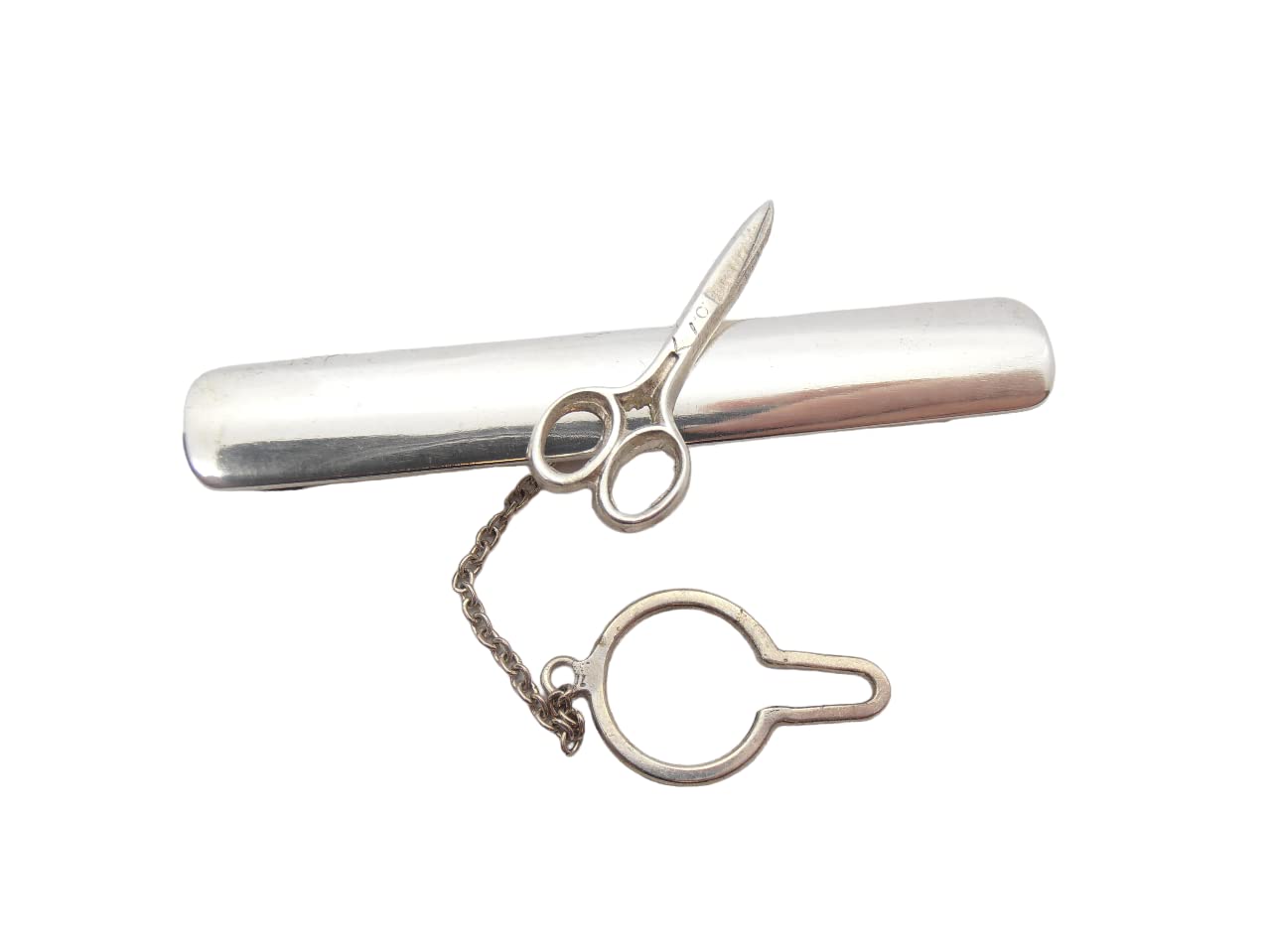 Tijeras de plata 925 en pasador de corbata ideal para bodas y estilistas