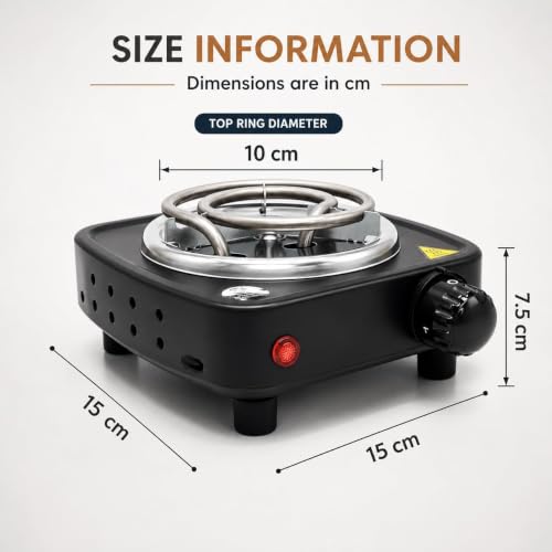 Image of 500W Mini Electric Chulha Hot Plate | Coal Burner, Portable Cooking Heater, Small Electric Stove, Charcoal Burner, Travel Stove for Home & Hostel
