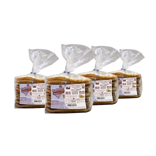 Image of Grainitos Healthy Multigrain Papad, Not Baked Not Fried - its POPPED - Garlic 4 x 54gm Packs