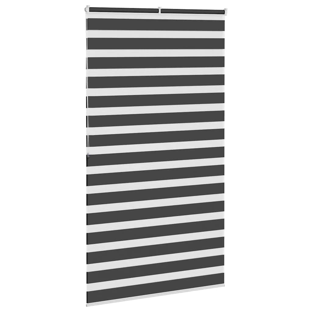 Rollo Zebra, Schwarz, 130 x 200 cm, Stoff, 125,9 cm, Polyester | Wandmontage oder ohne Bohren, lichtundurchlässiges Licht, Kindersicherung, leicht zu reinigen