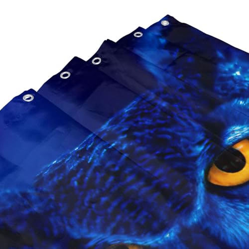 Rideau de douche hibou bleu 183x183 cm en polyester imperméable