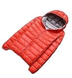 Inverno Anatra Giù Cappotto Donne Con Cappuccio Due Laterali Indossare Giacche Cappotto Leggero Primavera, Arancione e argento., L