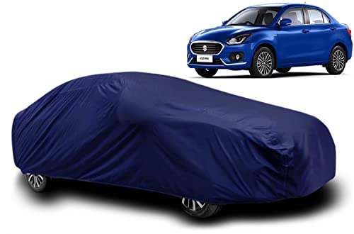 Image of AUCTIMO Maruti Suzuki Swift Dzire Car Cover Waterproof /Swift Dzire Cover Waterproof with Triple Stitched Fully Elastic Ultra Surface Body Protection (Navy Look)