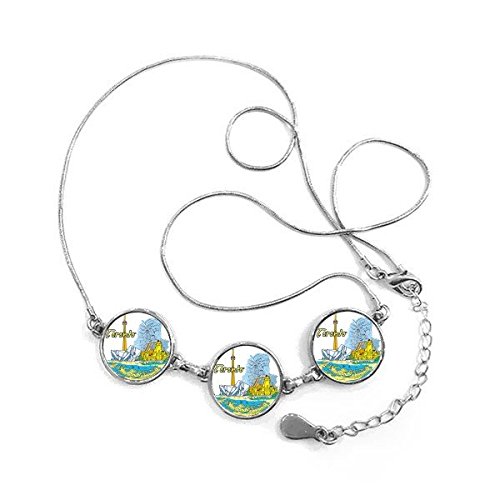 Pendentif bijoux collier Canada saveur de Toronto paysage aquarelle forme ronde