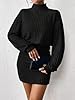 Women's Pullover Sweater Dress Long Lantern Sleeve Turtle Neck Cute Ribbed Knit Bodycon Mini Short Dress 2025 Fall-Black-S #1
