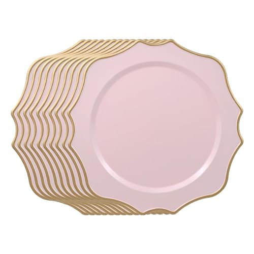 Set de 10 platos cargadores decorativos de plástico 13 in miniatura 7