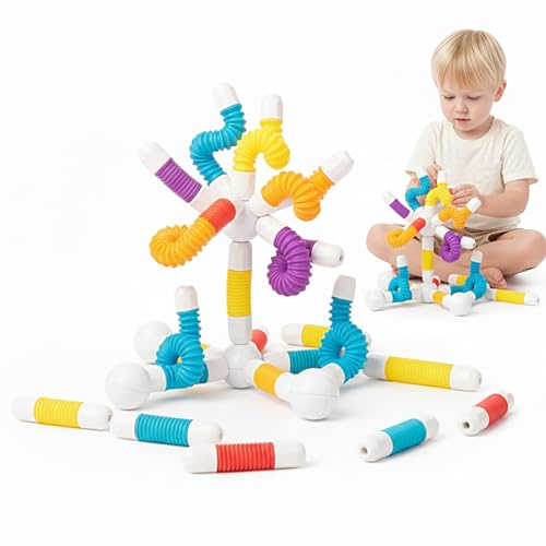 Magnetic Building Sticks for Toddlers 1-3, Flexible STEM Construction Toy