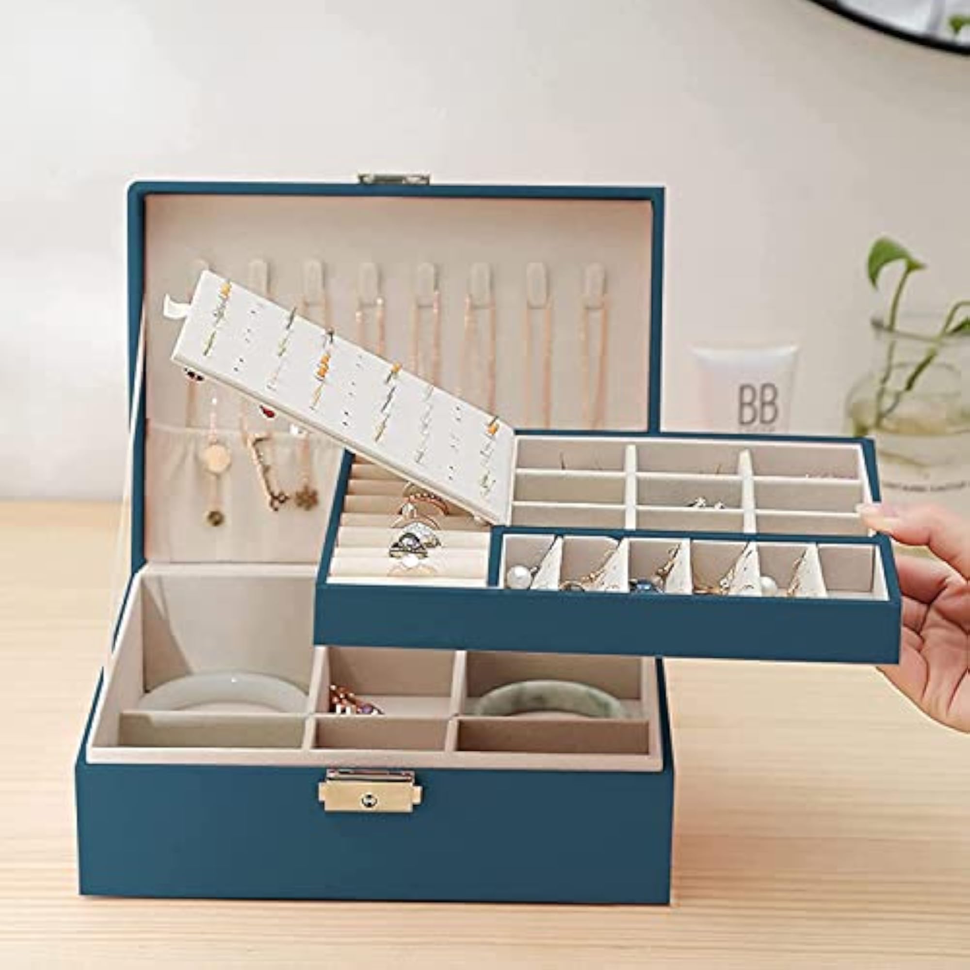 Double Layer PU Leather Jewellery Organiser Box for Women