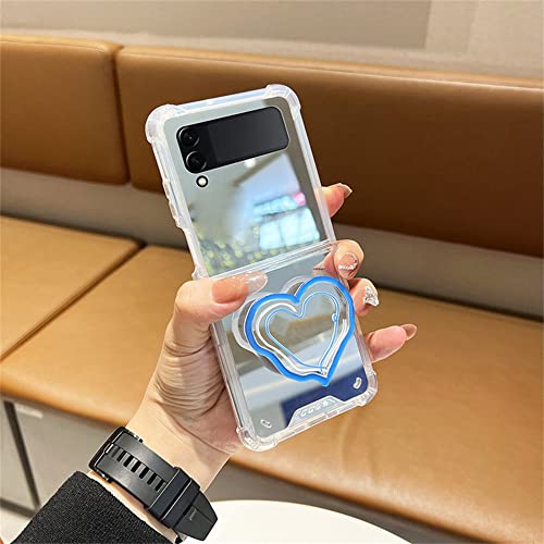 Coque Samsung Z Flip 3 antichoc avec anneau cœur et miroir rigide