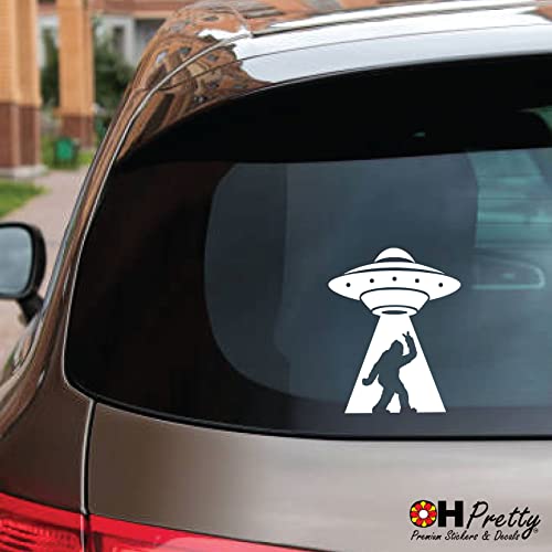 Alien Abducting Bigfoot Decal - Sticker Bomb Vinyl Decal For Car Truck, Computer, Anywhere! Premium 6 Year Outdoor Vinyl (White, 1) #TOP4