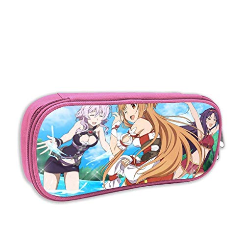 DJNGN Niños Niñas Caja de lápices con cremallera de gran capacidad, Sword Art Online Hermosa niña Fiesta en la piscina Accel World Bolsa de cosméticos Organizador de escritorio Lindo estuche de papel