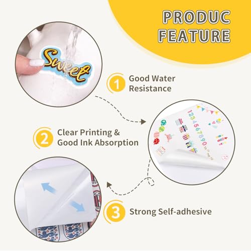 LUBOXIN 30 Stück A4 Bedruckbare Klebefolie Aufkleber Papier zum Bedrucken Vinyl Sticker Papier zum Bedrucken Matte Selbstklebende Folie Wasserdichtes Blatt für Tintenstrahldrucker und Laserdrucker