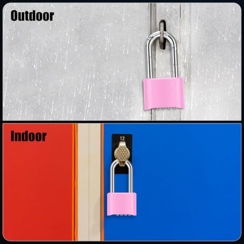 Image of Diyife Outdoor Weatherproof Combination Padlock, 2.44in Long Shackle Combination Padlock, [Design of Hidden Password] High Security for Sheds Fence, Locker, Home, School, Garage, Garden, Pink