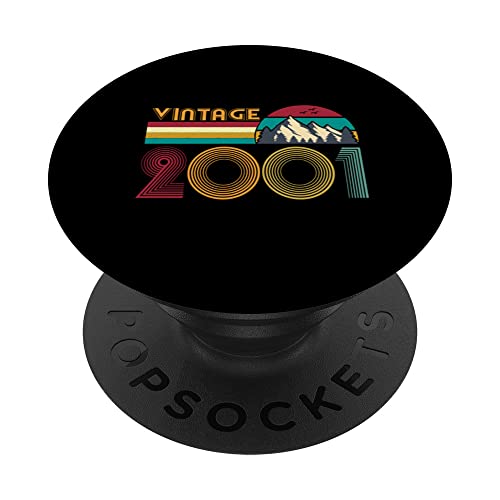Regalo de cumpleaños 22 años para hombres y mujeres, retro, vintage, 2001 PopSockets PopGrip Intercambiable