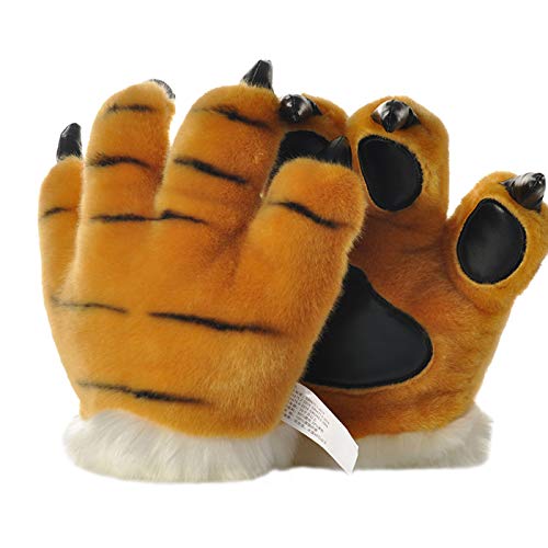 LANFIRE Animal Paw Claw Hand Gloves Fluffy Artificial Tiger Paw G...