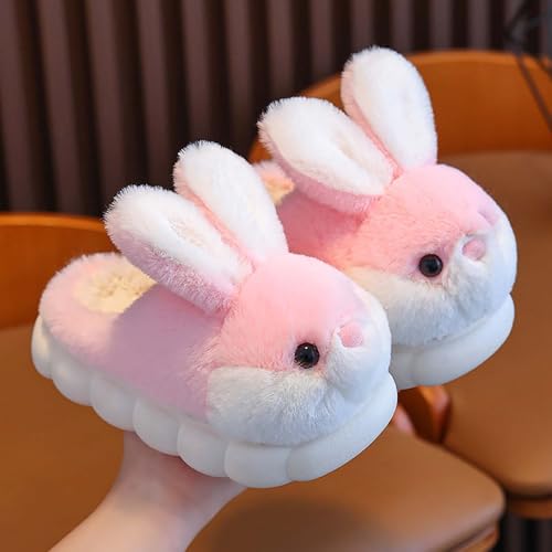 Kids Winter 𝐂artoon Indoor Plush Bunny Slippers Cute Funny Cozy Fl𝐮ffy Rabbit Shoes Home Unisex Fuzzy Animal Slipper4